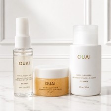 OUAI St. Barts Travel Set Body Cleanser Hair  Body Mist Scrub 3 Pc New