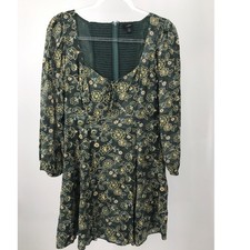 J. Crew Womens Green Floral 3/4 Sleeve Mini Dress Size 8