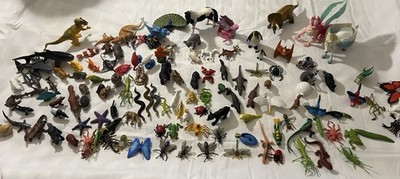 Vintage Mostly Safari Animal Wildlife Toy Lot 130 Pc. Reptile Mammal Insects