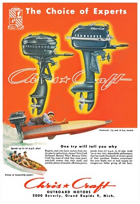 Chris-Craft Outboard Motors Cool 1953 Vintage-Style Poster