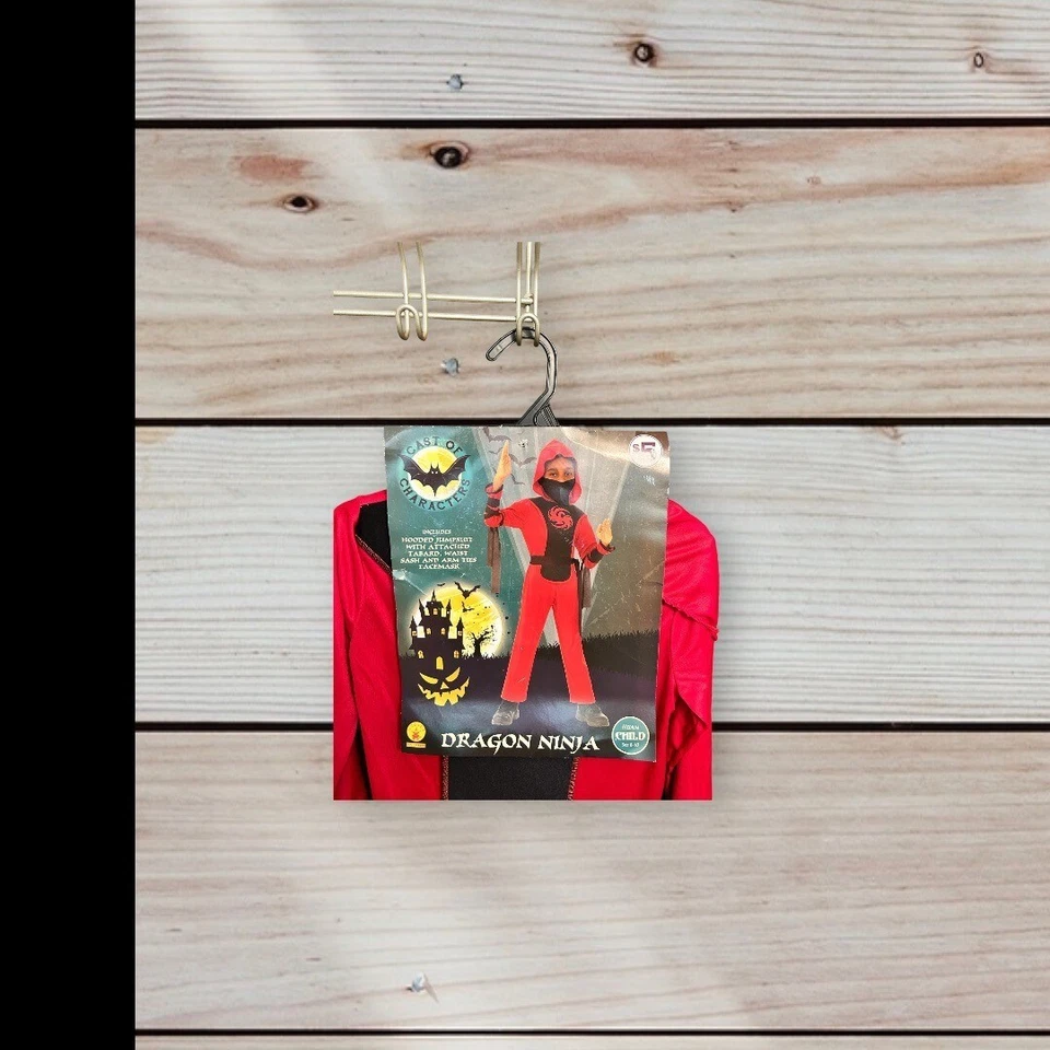 Disfraz de Halloween para niños dragón ninja mediano 8-10 sin máscara rojo negro Foto 2 de 4