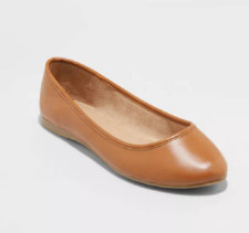 NEW Universal Thread Women's Everly Round Toe Ballet Flats Cognac Size 6W