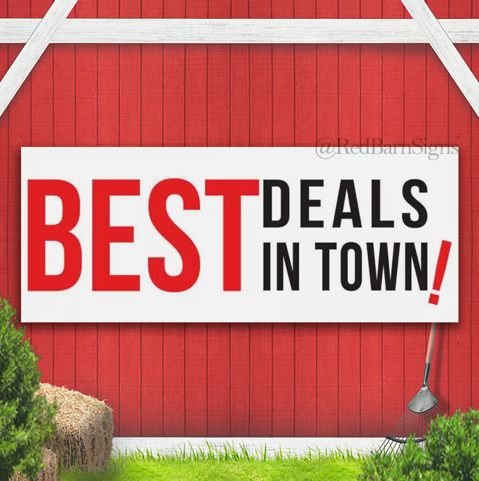 BEST DEALS IN TOWN Advertising Vinyl Banner Sign Many Sizes USA SALE