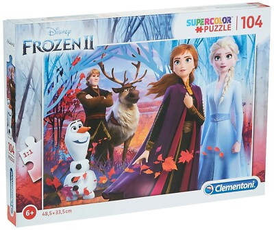 Clementoni Glitzer Effect Puzzle 104 Teile Supercolor Die Eiskönigin 33,5 x 23,5