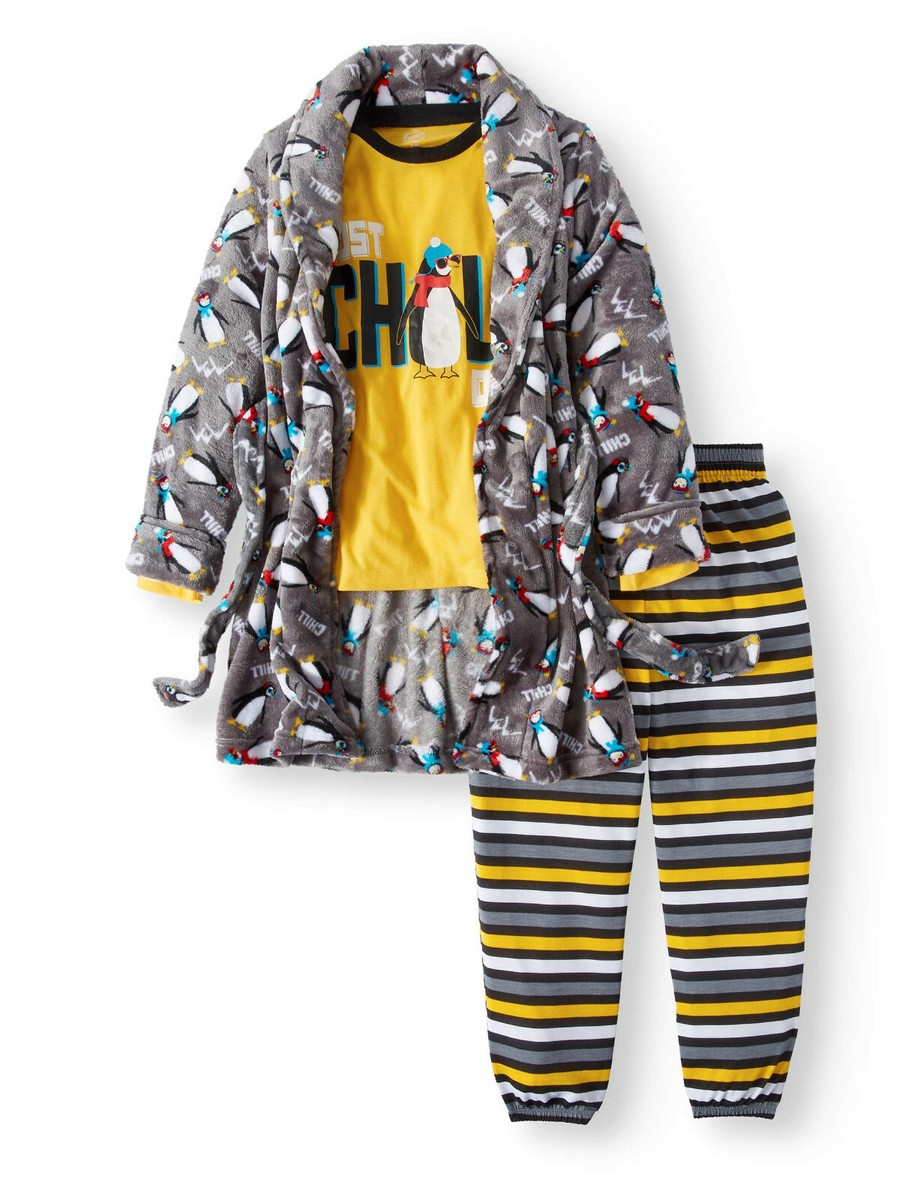Wonder Nation Boys' Penguin Piece Robe, Top Pajama Pants Set Size 4-5 XS