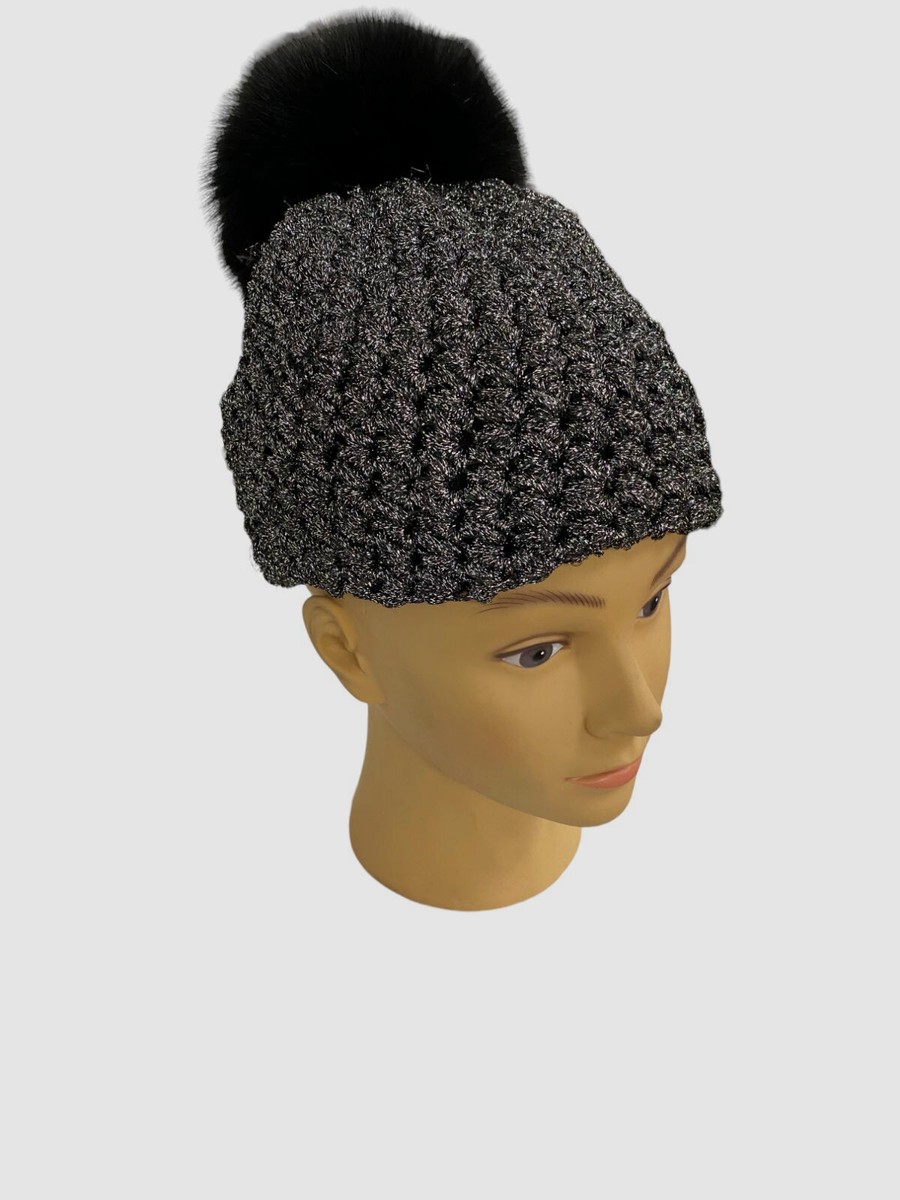 Surell black fox fur hat OS s-l400.jpg main image 2