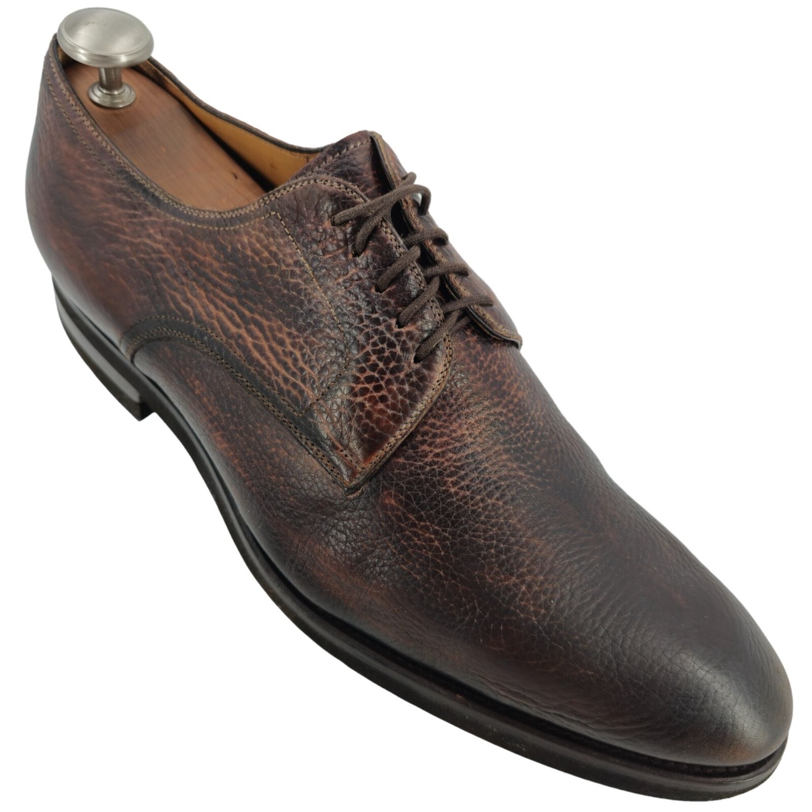 SAOLA Scarpe eleganti uomo Magnanni Spain pelle marrone grana ciottolo taglia 13M Derby Oxford