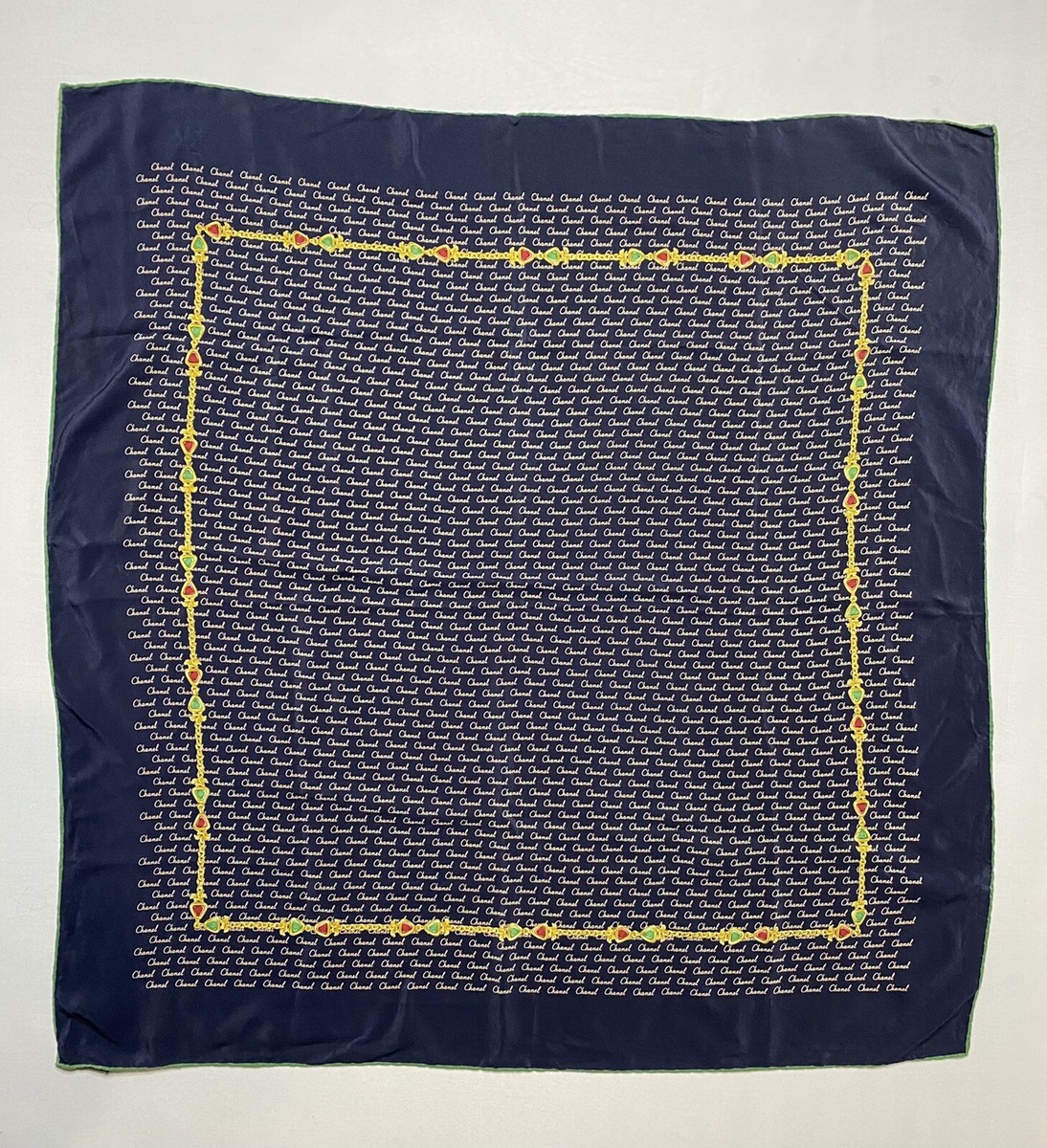 Vintage Chanel Silk Scarf Monogram Blue 33 Inch | eBay