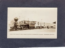 Real Photo Postcard RPPC: Early style train - Greenfield Village, Michigan