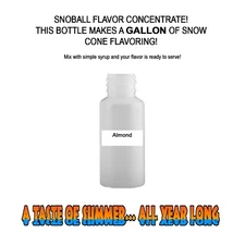 ALMOND SYRUP MIX SHAVED ICE / SNOW CONE Flavor  CONCENTRATE (MAKES 1 GALLON)