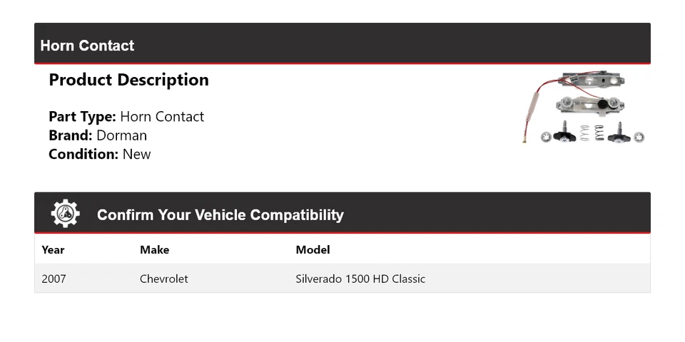 Контакт рупора Dorman для 2007 Chevrolet Silverado 1500 HD Classic - Изображение 2 из 4