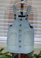 Wonder Nation Light Blue Whitewashed Denim Jean Overall Skirt Dress Girls 12M