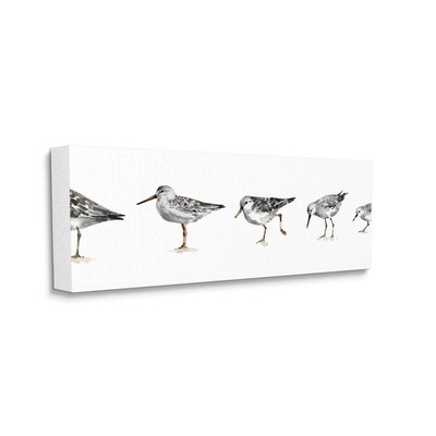 Sandpiper Bird Stances Minimal Grey White Painting, Designed by Lisa Audit Wa...