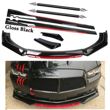 Front Bumper Lip Spoiler Splitter Body Side Skirt Glossy black For Dodge Charger