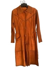 Vtg Skiva Int Woman’s L Sweater Knit&suede Patch Jacket Rust Orange Button Up
