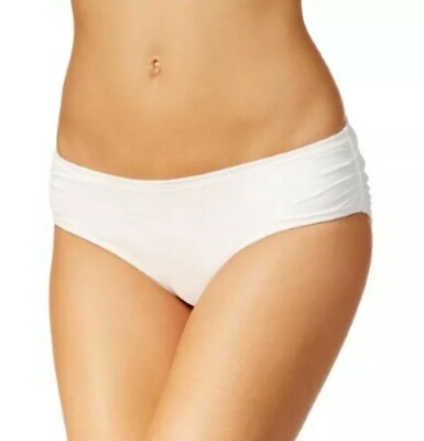 Michael Kors Shirred Bikini Bottoms  White Women's Swimwear Size Small E2547