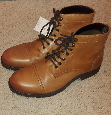 DUNE LONDON CALAM BROWN LEATHER TOE CAP LACE UP ANKLE BOOTS UK 10