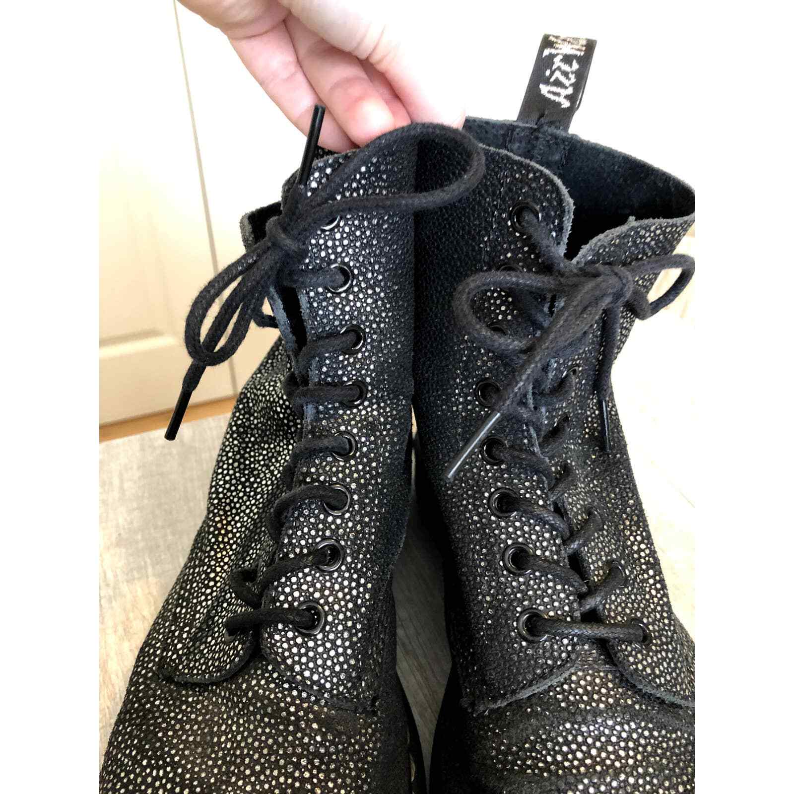 Doc Martens Original Boots Sparkly Black Size 9 eBay