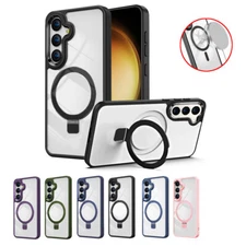 Clear Magnetic Protective Ring Holder Stand Case for Samsung Galaxy S24