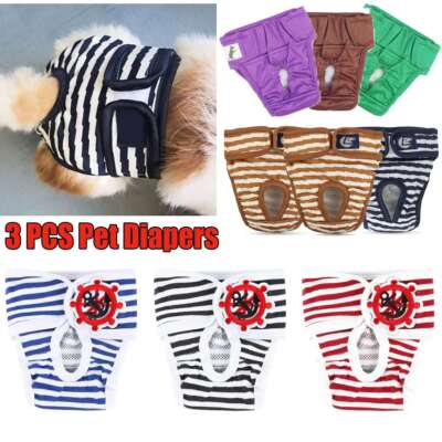 3pcs Reusable Washable Dog Diapers for Female/Male Nappy Sanitary Soft Panties