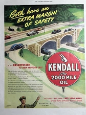 1946 Kendall Motor Oil 2000 Mile Extra Margain Safety Help Motors VTG Print Ad
