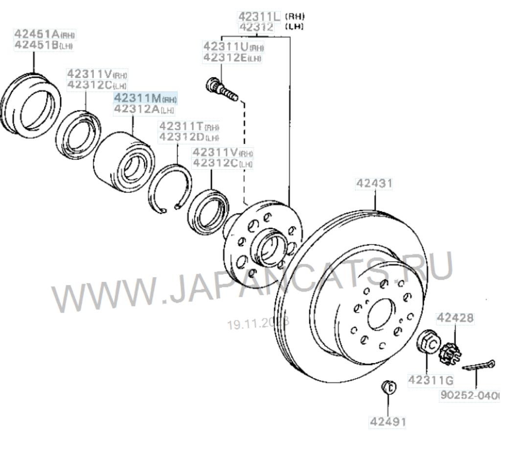 9036943005 Genuine For Toyota BEARING FOR REAR AXLE SHAFT RH or LH 