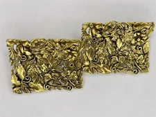 Musi Art Nouveau Style Gold Tone Shoe Clips Buckles Vintage Mid Century Signed