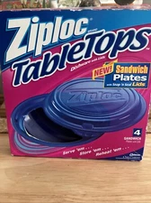Ziploc Tabletops Sandwich Plates with Snap and Seal Lids New and Sealed 4 Pack