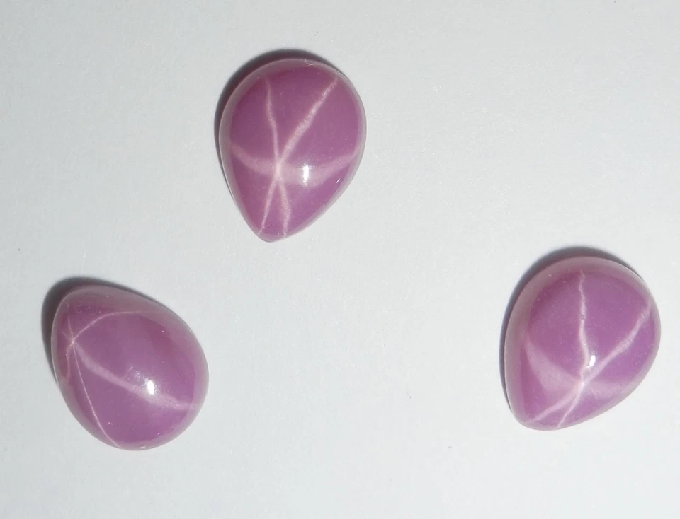 Opaque Star Ruby Pear 9x7 mm Cabochon 6 Rayed Lab-created Stone 1 piece Lot - Image 2 of 4