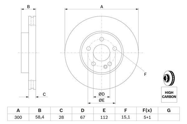 1X Bosch 0 986 479 C50 Bremsscheibe FüR Mercedes-Benz-image