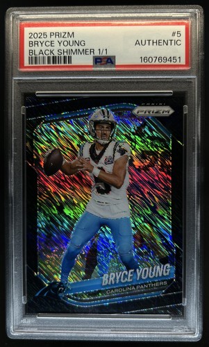 2025 Panini Prizm Bryce Young Black Shimmer #1/1 Panthers PSA Authentic