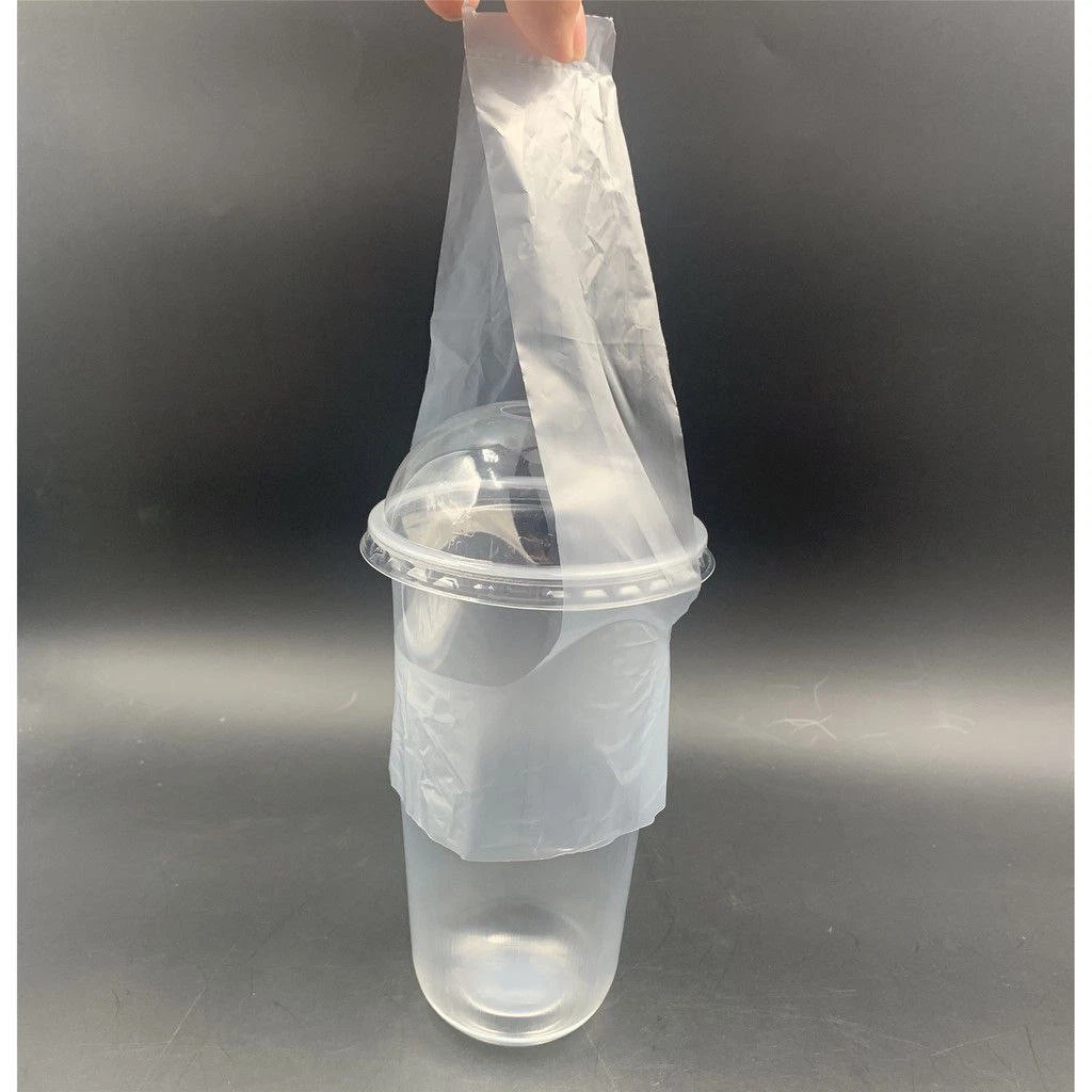 1,000Pcs Clear Plastic Cup Carrier Handle Drink T Delivery Container Hanging Bag