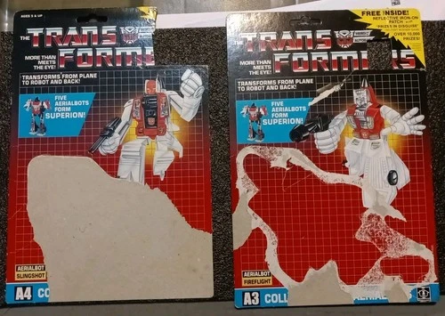 Slingshot & Fireflight Cardback Vintage 1986 G1 Transformers Hasbro