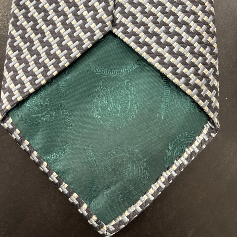 Corbata de Colección Tommy Hilfiger 100% Seda Gris/Azul Tejida 57L X 4W Foto 3 de 4