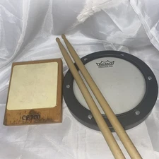 CB700 Vtg. wood practice Pad, 8Inch Remo &firstact Drumsticks  Lot of 3 beginner