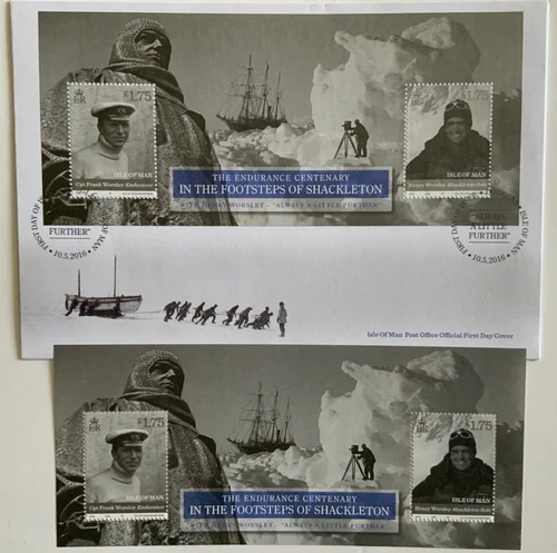 ISLE OF MAN 2016 ENDURANCE CENTENARY SHACKLETON M/S UMINT & FIRST DAY COVER