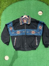 VTG 90s Bee Wild USA Men's Large Western Aztec Santa Fe Bomber Jacket Coat