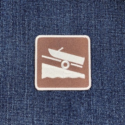Boat Launch Patch - Embroidered Fishing Boat & Ramp Sign Badge 2'' (Iron On)