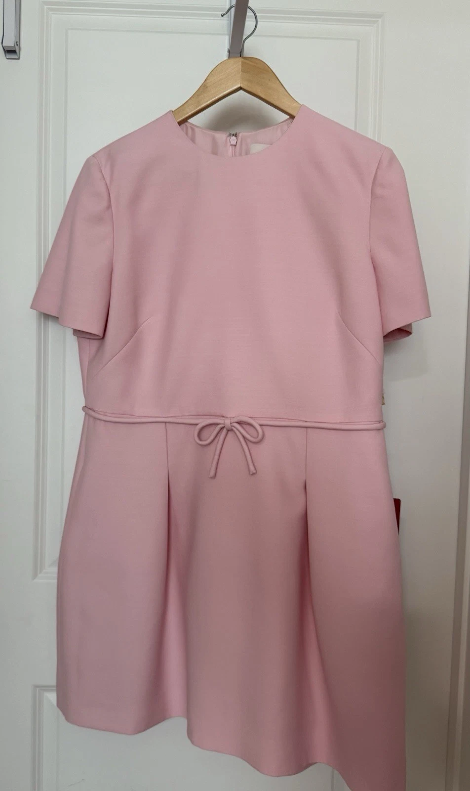 Abito Valentino Garavani rosa fiocco lana seta