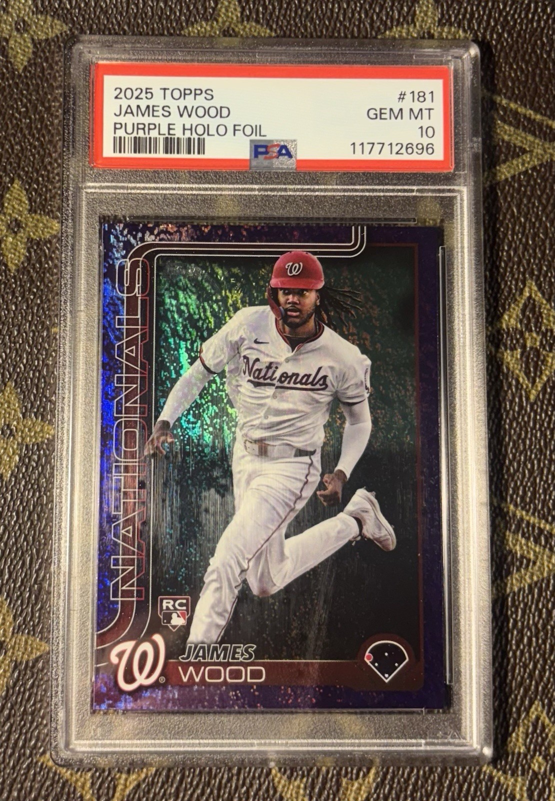 2025 Topps Series 1 - James Wood #181 Purple Holofoil /250 (PSA 10 POP 2)