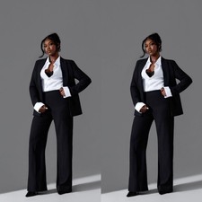 Black Women Suits Formal Office Party Wedding Prom Wear Ladies Outfit Blazers