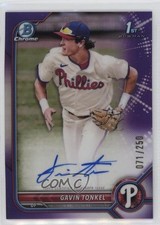 2022 Bowman Chrome Prospect Purple Refractor 71/250 Gavin Tonkel Auto 1b9b