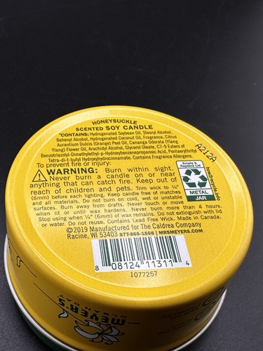 Mrs. Meyers Clean Day Soy Candle Honeysuckle Scent 2.9 oz Tin NEW - Picture 4 of 5