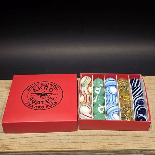 Akro Agates Vintage Style Box Set of Marbles