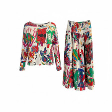 Jenny Kee Flamingo Park Vintage 80s Set Top Skirt Rare Australia OSFA 8 10 12