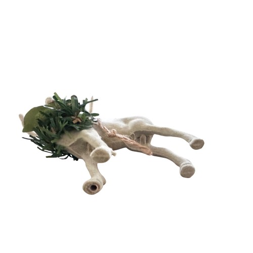 Faux Flocked Deer with Greenery Collar Rustic Christmas Decoration - Picture 6 of 7