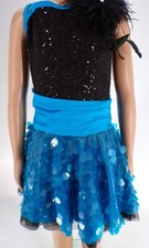 Dance Costume Medium Child Turquoise Weissman 7806 Jazz Musical Sequins Dress