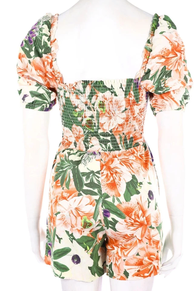 H&M Playsuit Blumen Print D 38 rote Beerentöne Grüntöne - Bild 2 von 4