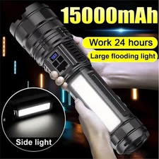 Super Bright LED Flashlight Zoom Rechargeable Work Light Torch w/ Shoulder Strap