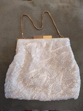 Vintage La Regale White Beaded Clutch/Evening Purse - Made in Hong Kong
